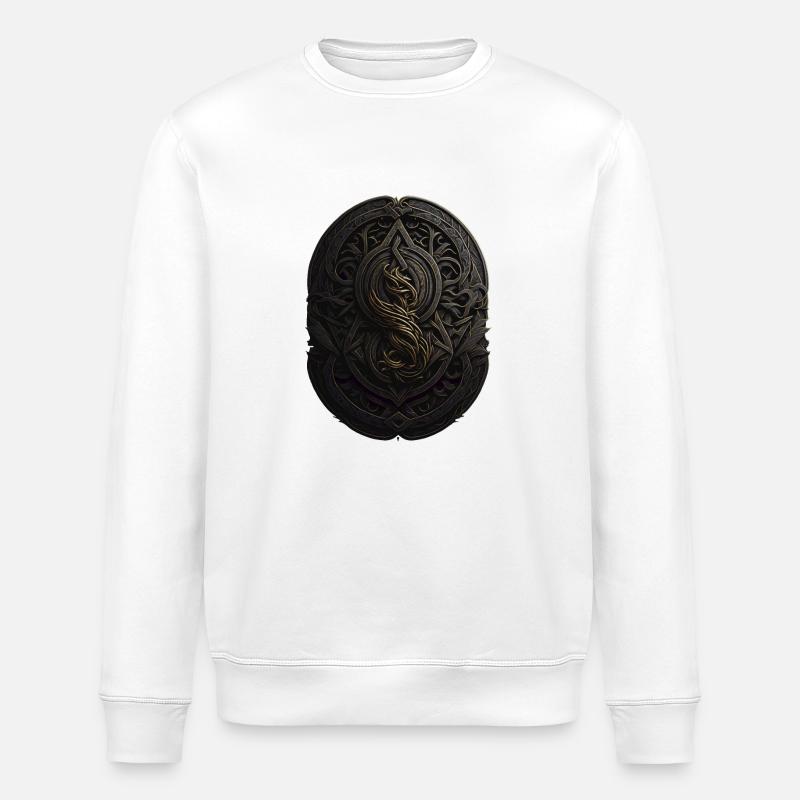 Mayan Black and Gold Monogram - Stanley/Stella ROLLER Unisex Organic Sweatshirt - white