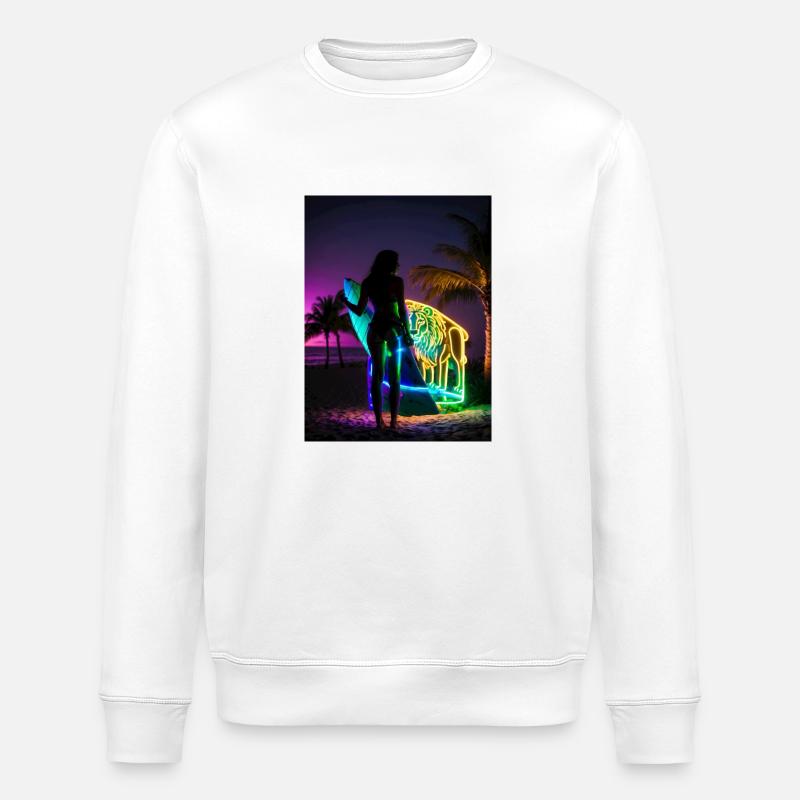 Lion Surfer - Stanley/Stella Unisex Bio-Sweatshirt ROLLER - Weiß