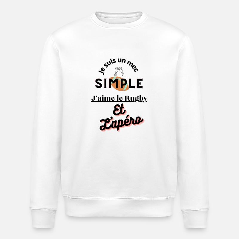 Simple Dude - Rugby and Aperitif - Stanley/Stella ROLLER Unisex Organic Sweatshirt - white