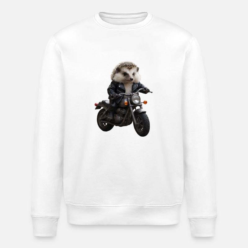 Herisson motard - Sweat bio ROLLER Stanley/Stella Unisexe - blanc