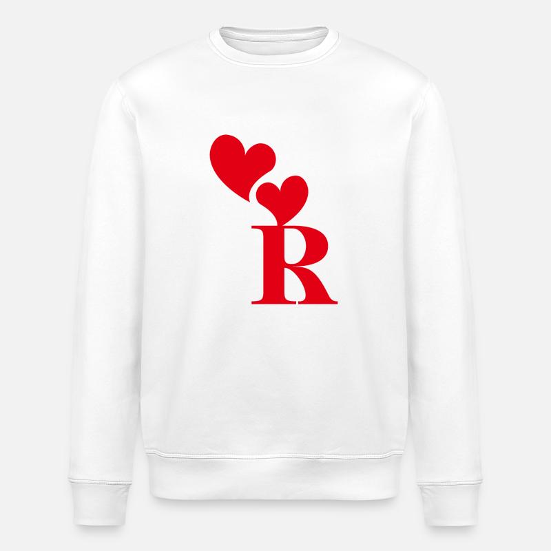 Lettre r cœur rouge - Sweat bio ROLLER Stanley/Stella Unisexe - blanc