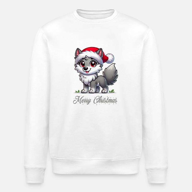 Wolf Merry Christmas - Stanley/Stella Unisex Bio-Sweatshirt ROLLER - Weiß