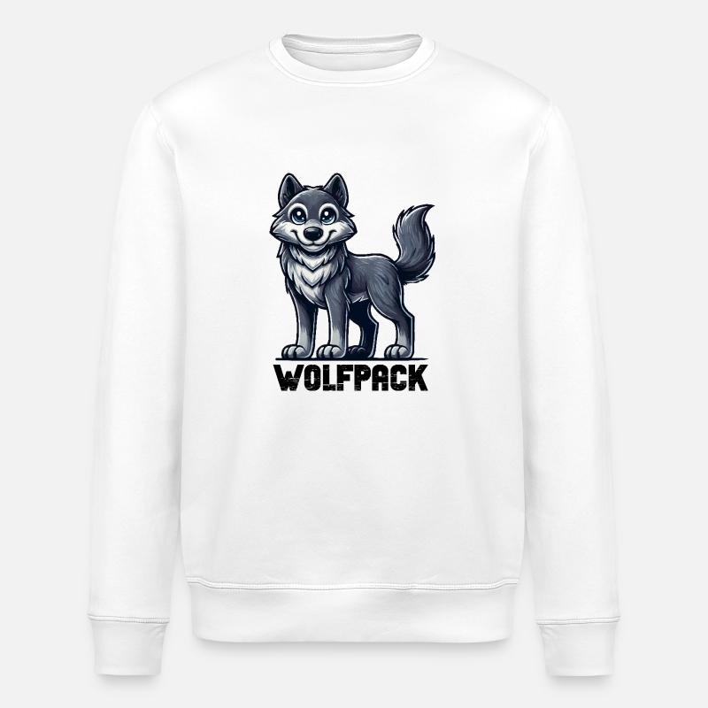 wolf comic - Stanley/Stella Unisex Bio-Sweatshirt ROLLER - Weiß