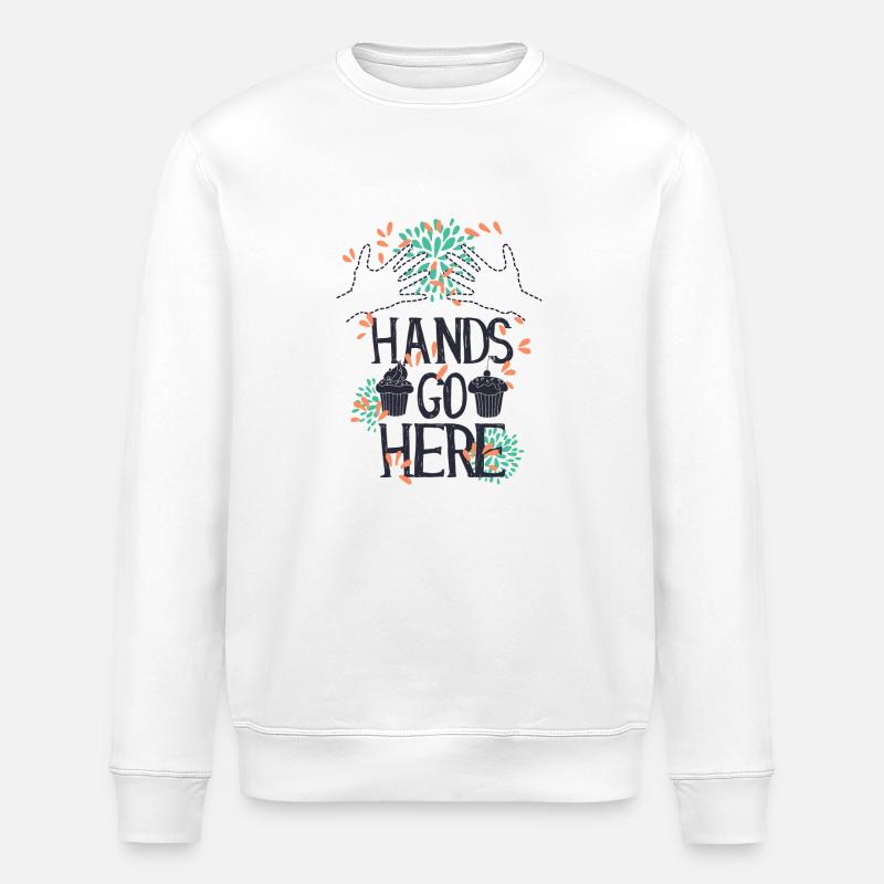 Hands go here CUPCAKE - Stanley/Stella ROLLER Unisex Organic Sweatshirt - white