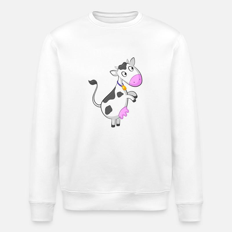 Neugierige Comic Kuh - Stanley/Stella Unisex Bio-Sweatshirt ROLLER - Weiß