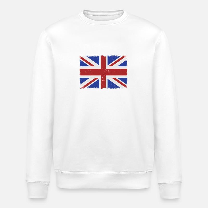 Grunge UK flag - Stanley/Stella ROLLER Unisex Organic Sweatshirt - white