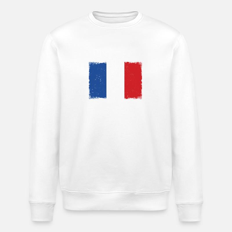 Frankreich Grunge Flagge - Stanley/Stella Unisex Bio-Sweatshirt ROLLER - Weiß