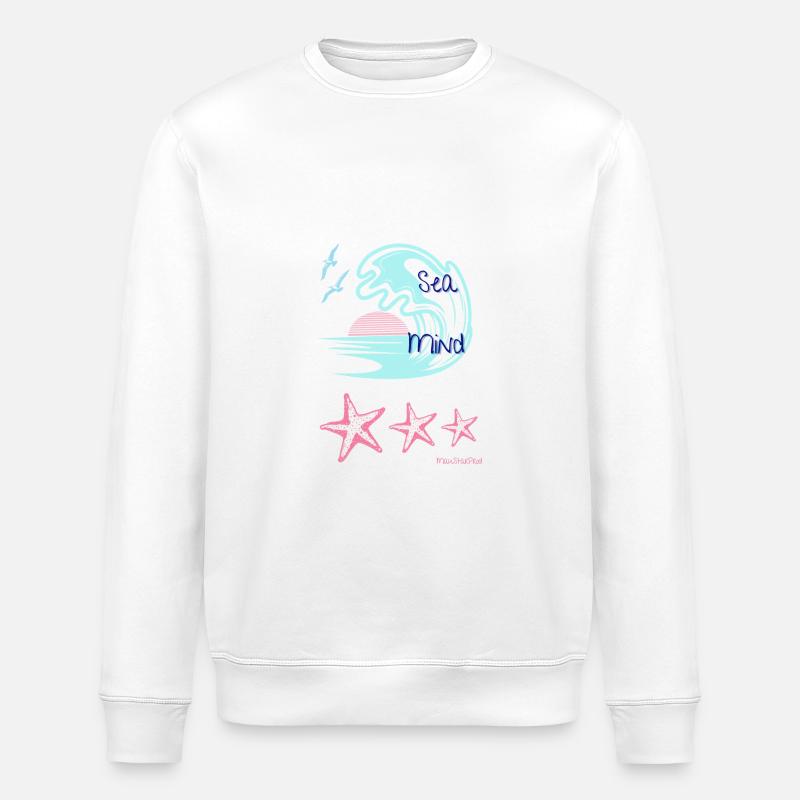 sunset wave and starfish - Stanley/Stella Unisex Bio-Sweatshirt ROLLER - Weiß