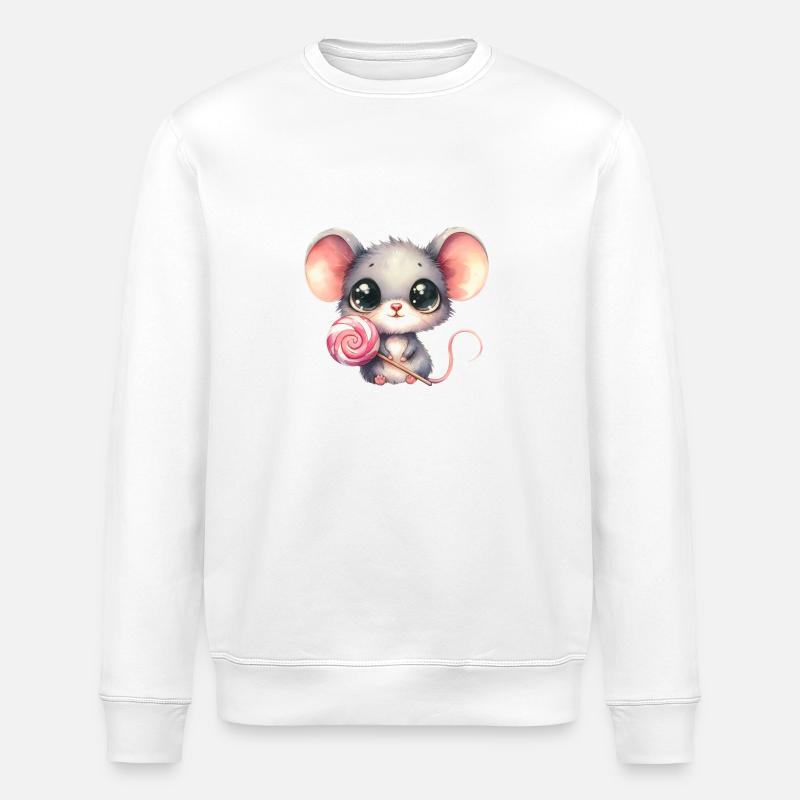Petite souris avec sucette - Sweat bio ROLLER Stanley/Stella Unisexe - blanc