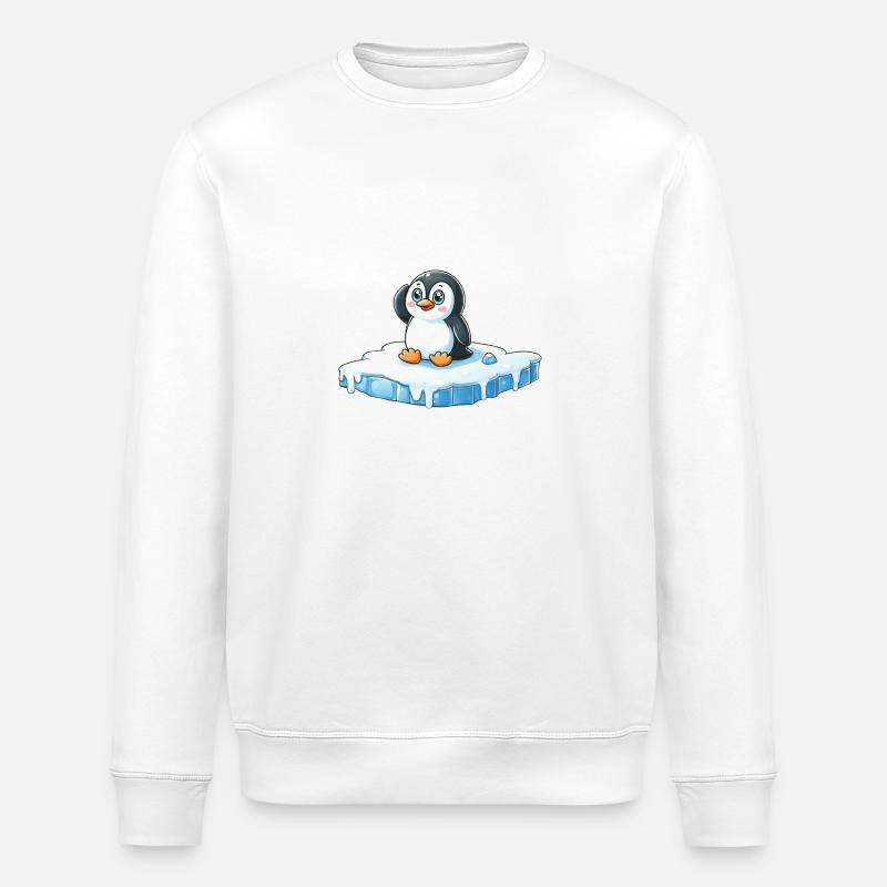 Pinguin und schmelzendes Eis - Stanley/Stella Unisex Bio-Sweatshirt ROLLER - Weiß