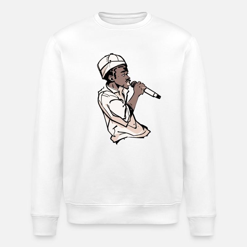 Rappeur tenant un micro (noir) - Sweat bio ROLLER Stanley/Stella Unisexe - blanc