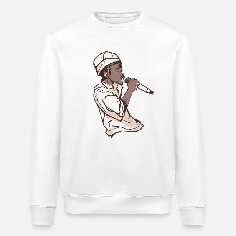 Rapper Holding a Microphone - Stanley/Stella ROLLER Unisex Organic Sweatshirt - white