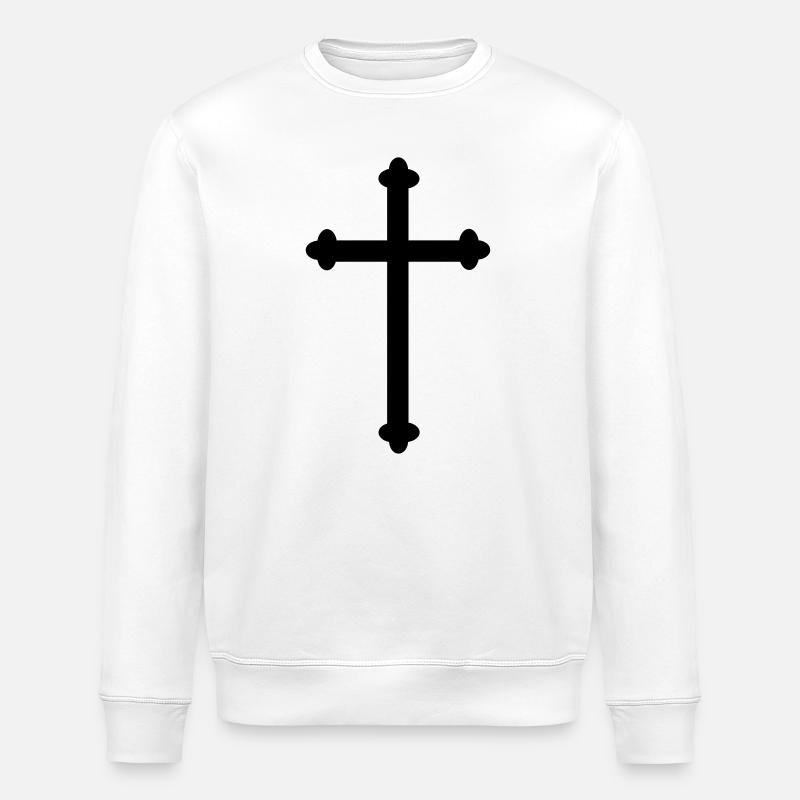 Kreuz als Schattenbild - Stanley/Stella Unisex Bio-Sweatshirt ROLLER - Weiß