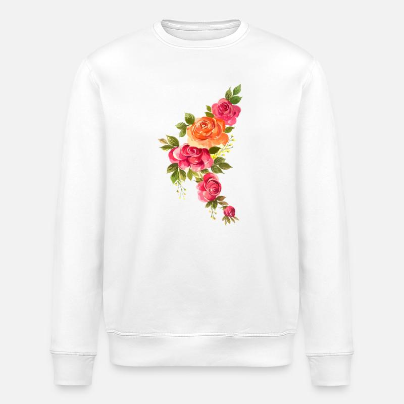 Rosen-Aquarell-Strauß - Stanley/Stella Unisex Bio-Sweatshirt ROLLER - Weiß