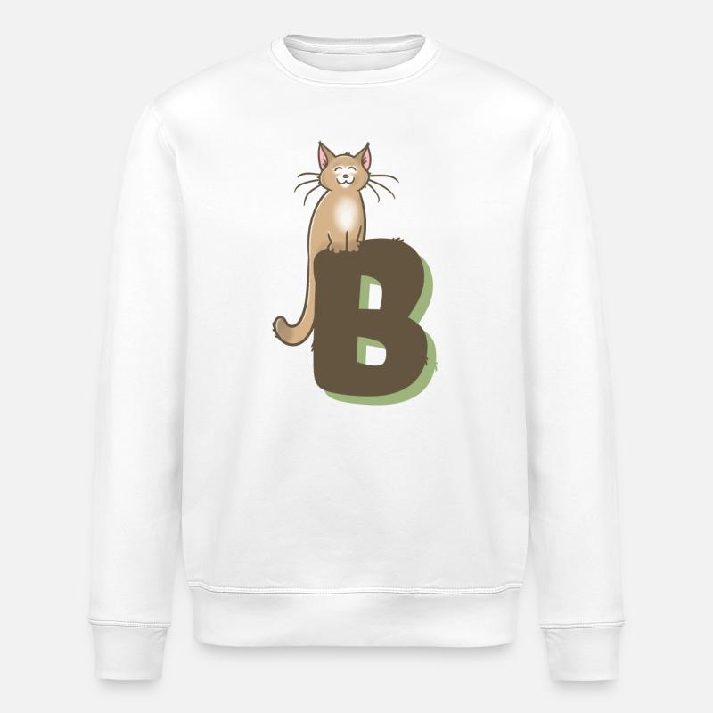 Katze Buchstabe B - Stanley/Stella Unisex Bio-Sweatshirt ROLLER - Weiß