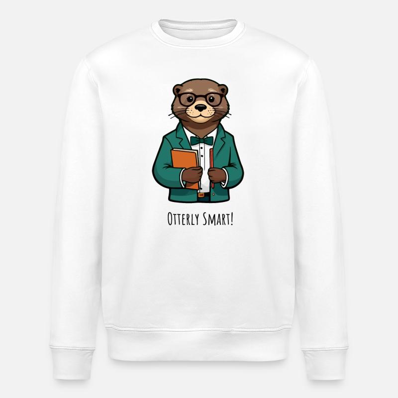 Otter Professor: Teal Blazer & Books - Stanley/Stella Unisex Bio-Sweatshirt ROLLER - Weiß