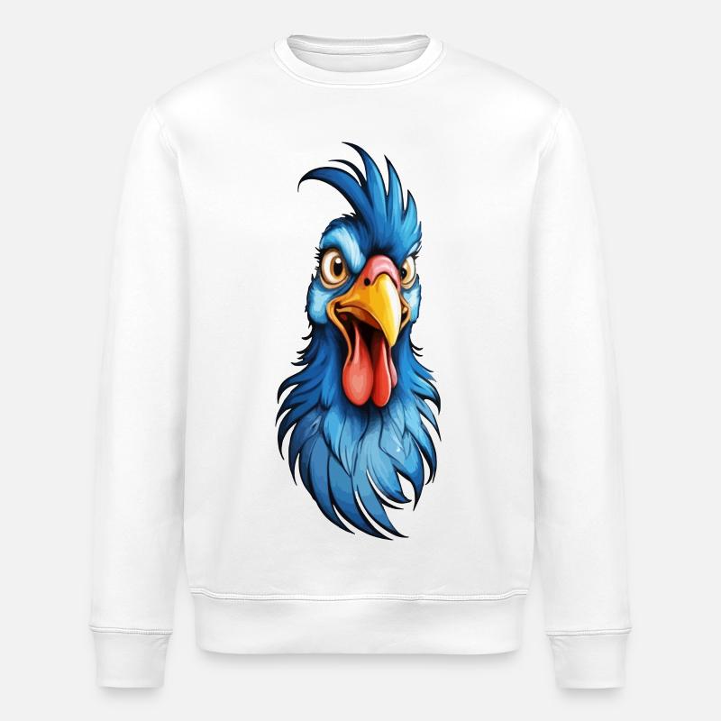 Ein blau-gefiederter Hahn - Stanley/Stella Unisex Bio-Sweatshirt ROLLER - Weiß
