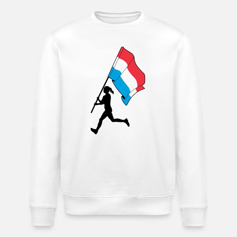 Flagge Luxemburgerin läuft - Stanley/Stella Unisex Bio-Sweatshirt ROLLER - Weiß
