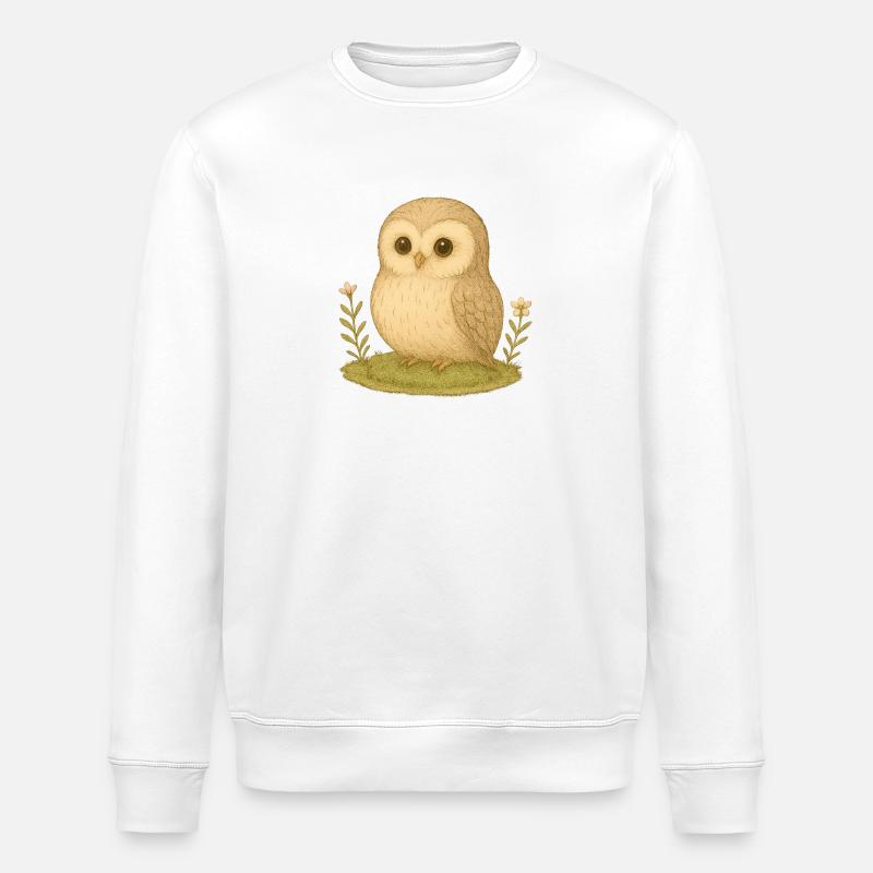 Nordic Forest - Owl - Stanley/Stella ROLLER Unisex Organic Sweatshirt - white
