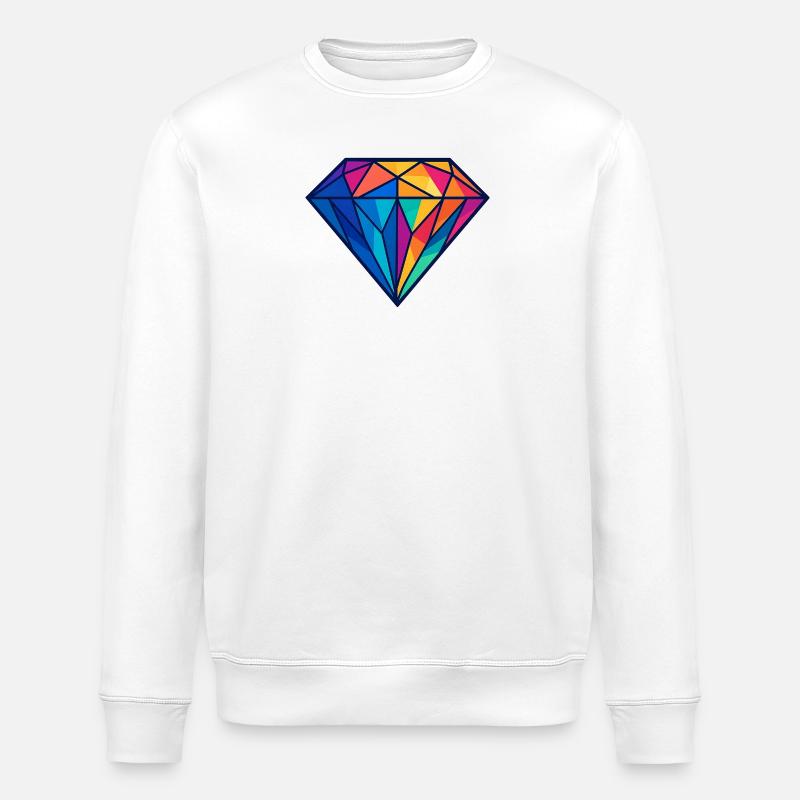 Geometrischer Diamant | Bunt / Regenbogen Design - Stanley/Stella Unisex Bio-Sweatshirt ROLLER - Weiß