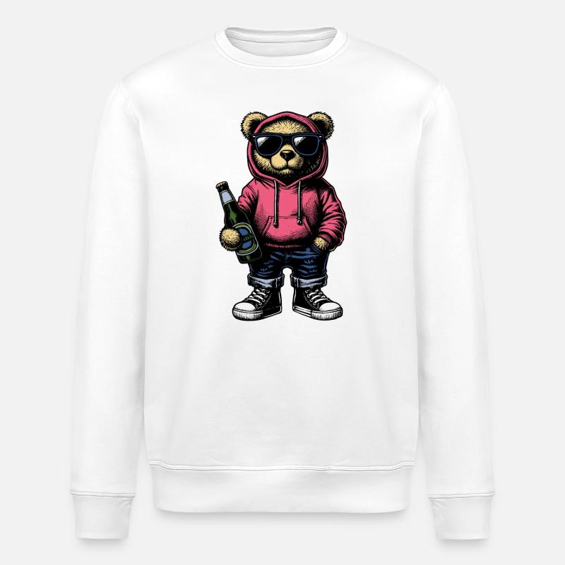 Cool Bear - Stanley/Stella ROLLER Unisex Organic Sweatshirt - white