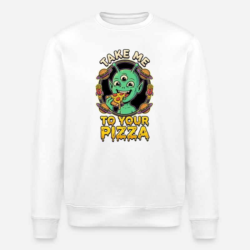 Emmène-moi à ta pizza alien - Sweat bio ROLLER Stanley/Stella Unisexe - blanc