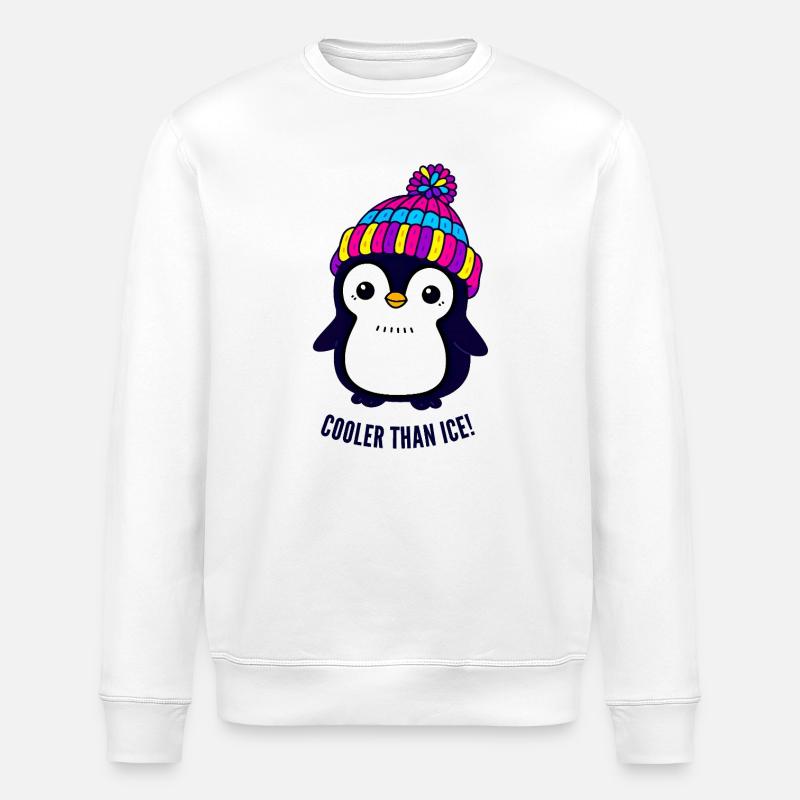 Pinguin mit dem bunten Hut - Stanley/Stella Unisex Bio-Sweatshirt ROLLER - Weiß