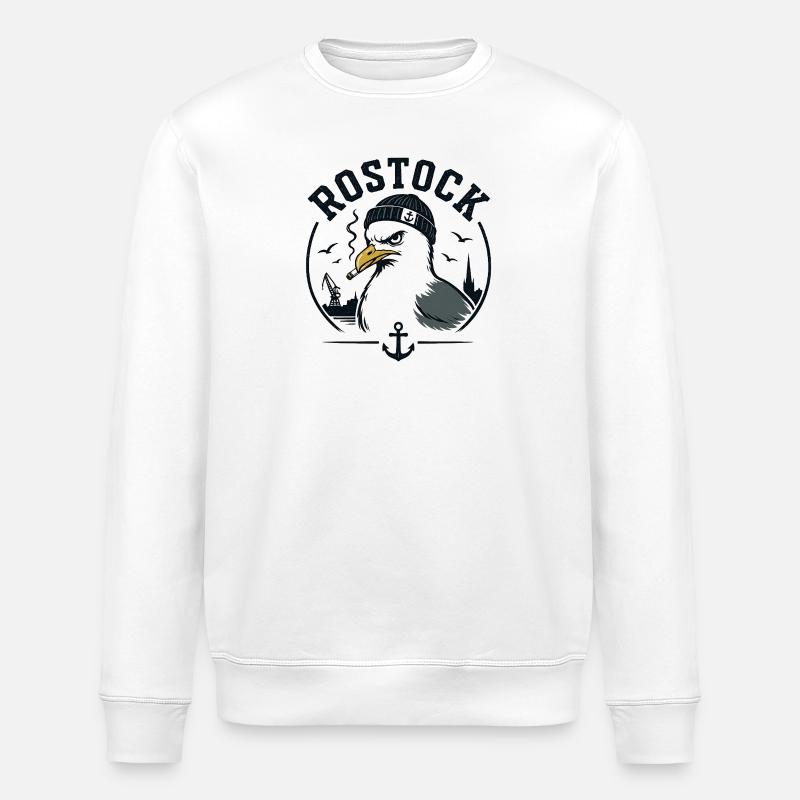 Rostock Möwe mit Pfeife - Stanley/Stella Unisex Bio-Sweatshirt ROLLER - Weiß