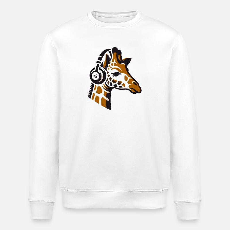Girafe avec écouteurs - Sweat bio ROLLER Stanley/Stella Unisexe - blanc