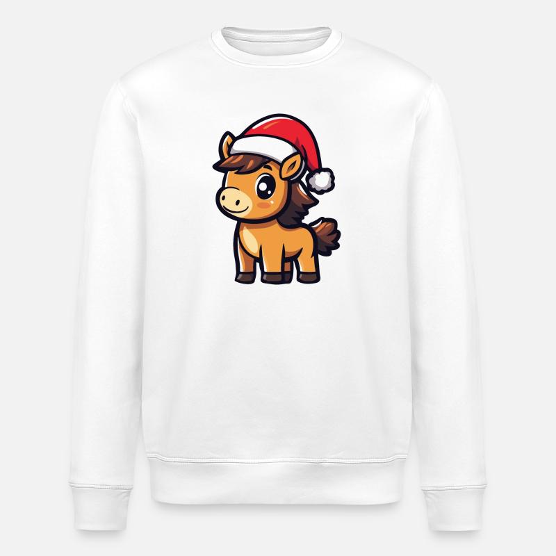 Horse Christmas - Stanley/Stella ROLLER Unisex Organic Sweatshirt - white