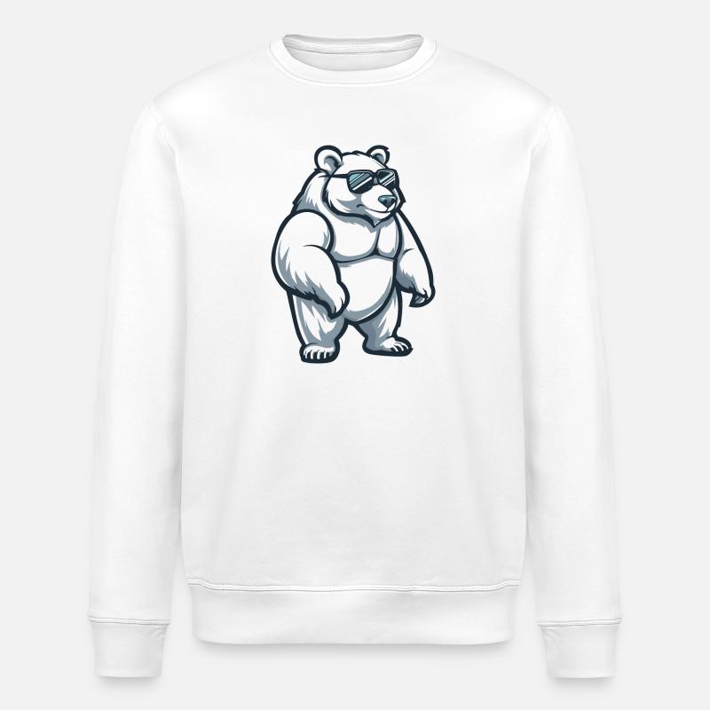 Polar Bear Comic Cool - Stanley/Stella ROLLER Unisex Organic Sweatshirt - white