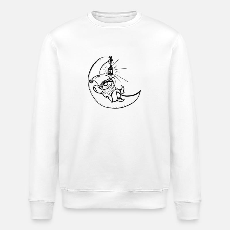 Zwerg im Mond - Stanley/Stella Unisex Bio-Sweatshirt ROLLER - Weiß