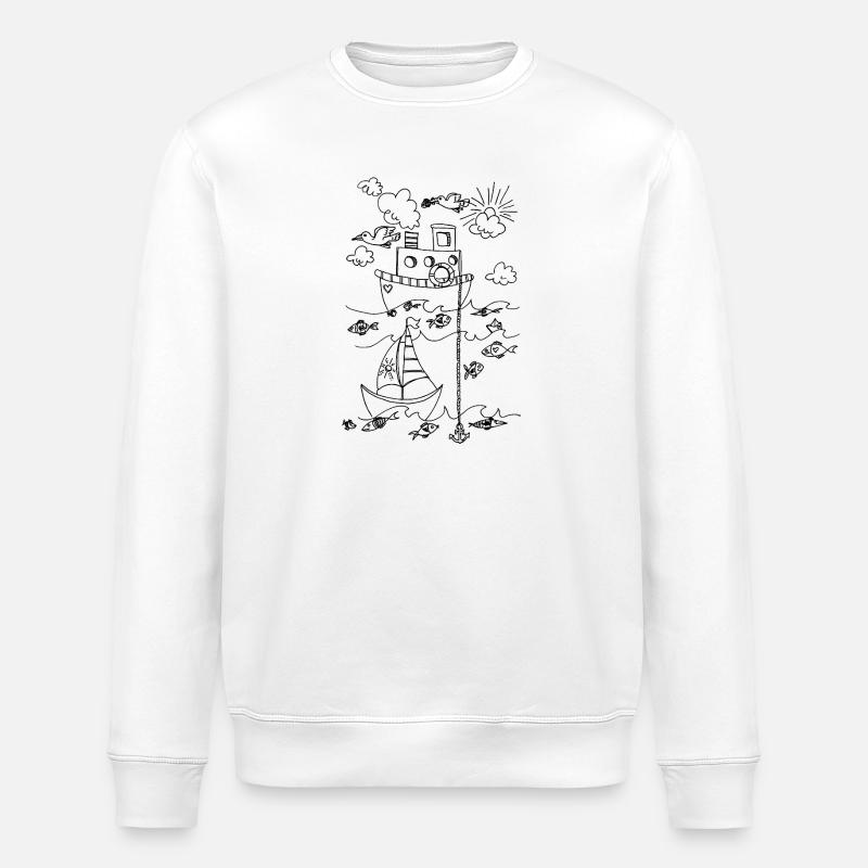 Bateaux, poissons, air marin - Sweat bio ROLLER Stanley/Stella Unisexe - blanc