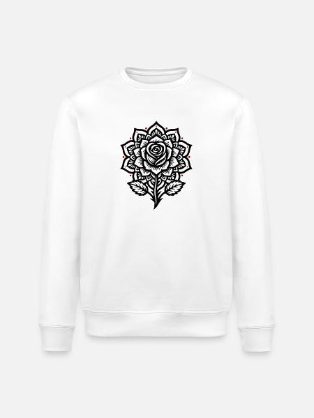 Rose Mandala - Stanley/Stella ROLLER Unisex Organic Sweatshirt - white
