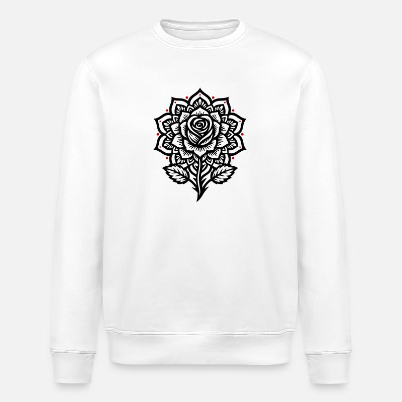 Rose Mandala - Sweat bio ROLLER Stanley/Stella Unisexe - blanc