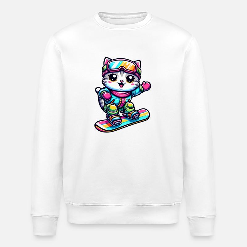 Chat Snowboard Snowboarder Mignon - Sweat bio ROLLER Stanley/Stella Unisexe - blanc