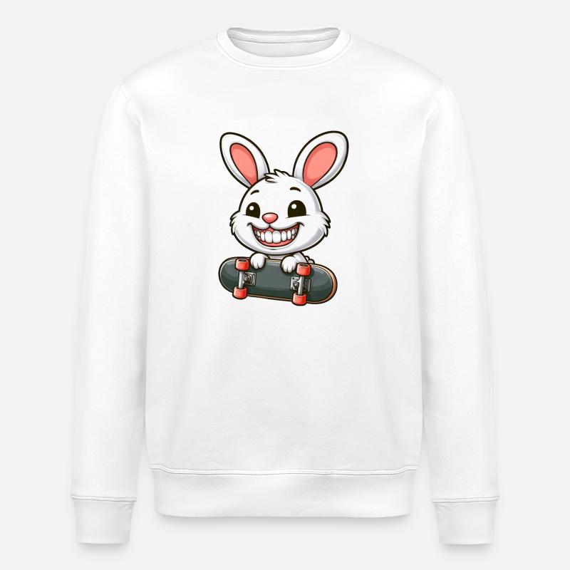 Mignon lapin blanc lapin planche à roulettes - Sweat bio ROLLER Stanley/Stella Unisexe - blanc