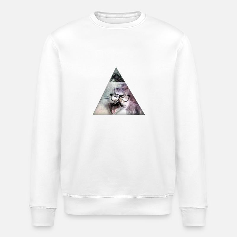 Triangle Monster Moustache Cat - Stanley/Stella Unisex Bio-Sweatshirt ROLLER - Weiß