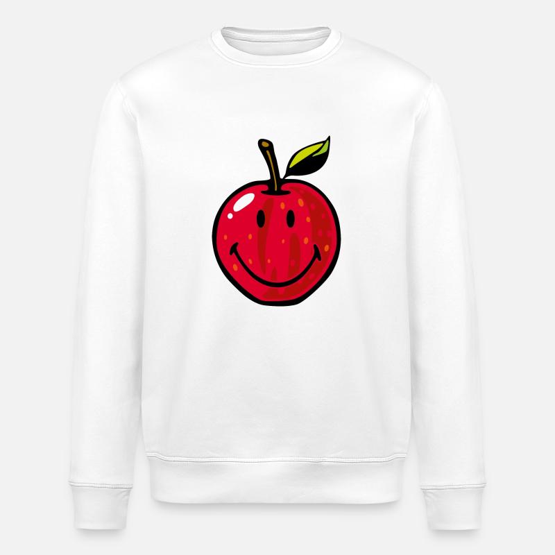 Smiley Red Apple - Stanley/Stella ROLLER Unisex Organic Sweatshirt - white