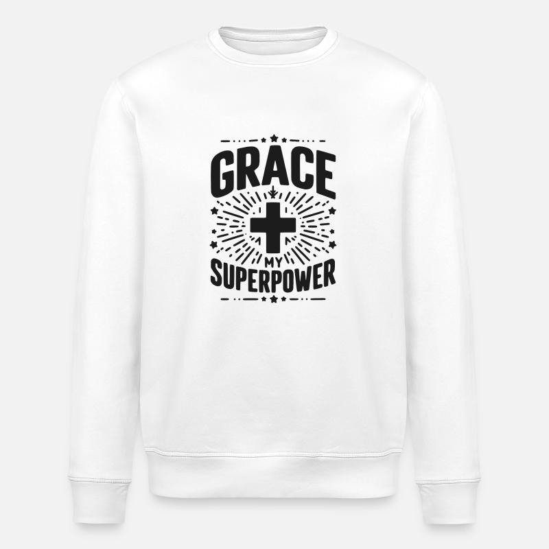 Gnade meine Superkraft - Stanley/Stella Unisex Bio-Sweatshirt ROLLER - Weiß