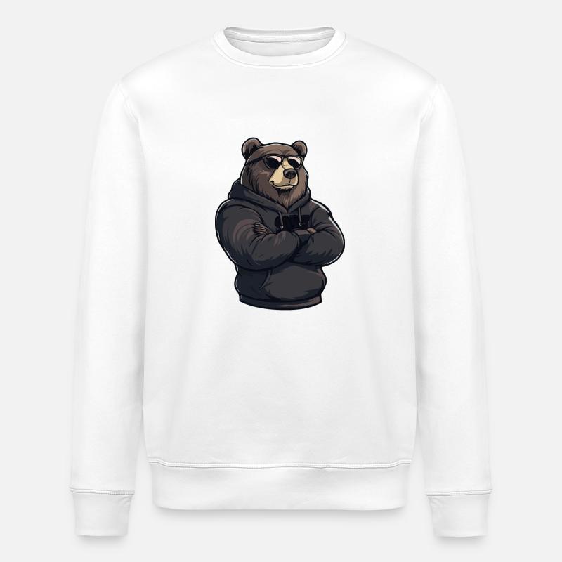 Bär Comic Braunbär - Stanley/Stella Unisex Bio-Sweatshirt ROLLER - Weiß