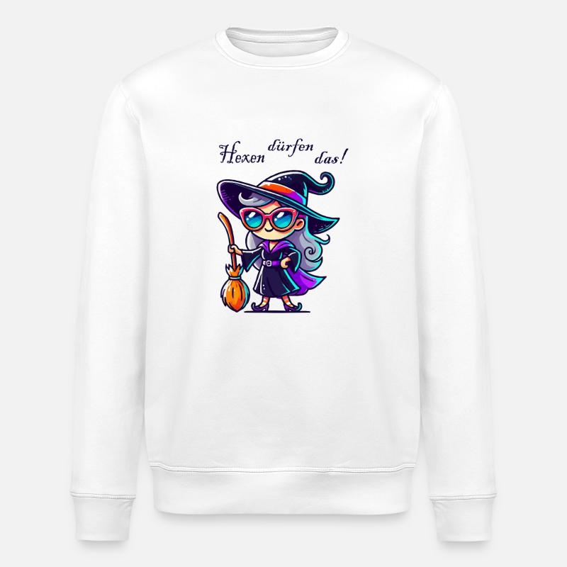 hexe sonnenbrille comic - Stanley/Stella Unisex Bio-Sweatshirt ROLLER - Weiß