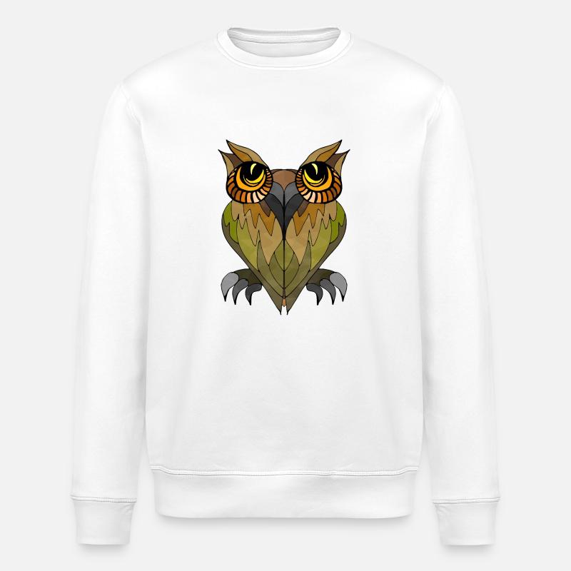 Eule Vogel - Stanley/Stella Unisex Bio-Sweatshirt ROLLER - Weiß