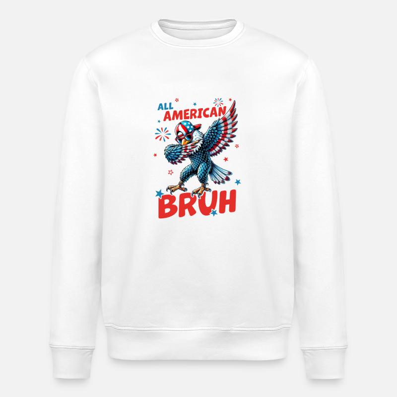 All American Bruh - Stanley/Stella Unisex Bio-Sweatshirt ROLLER - Weiß