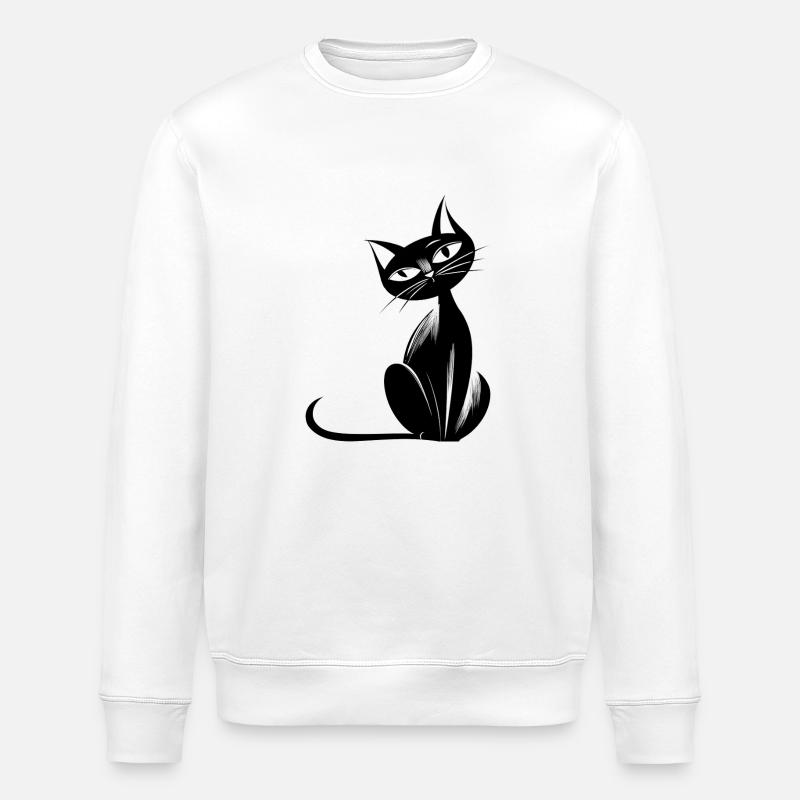 Schattenblick – Retro Katze - Stanley/Stella Unisex Bio-Sweatshirt ROLLER - Weiß