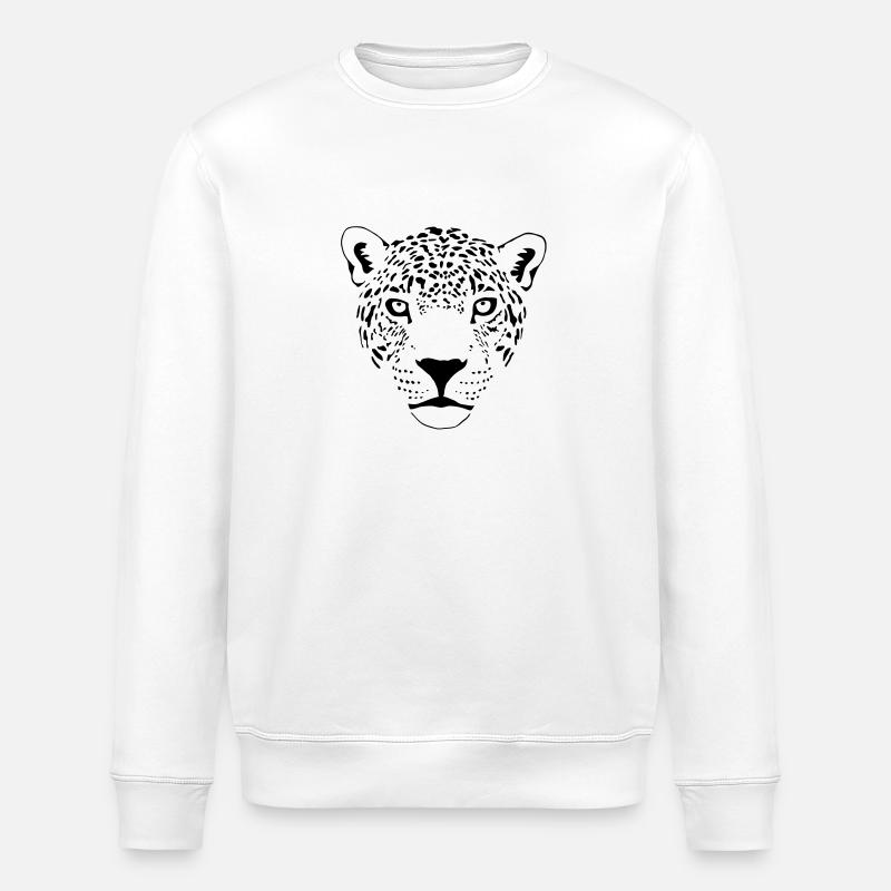 cougar cat panther leopard cheetah - Stanley/Stella ROLLER Unisex Organic Sweatshirt - white