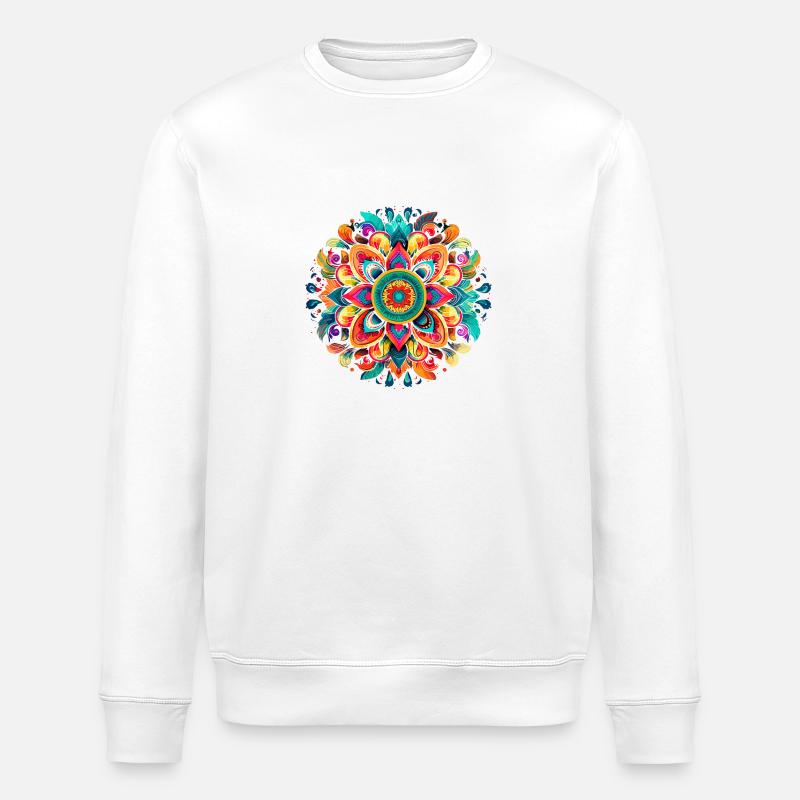 Buntes Mandala Lebendiges Blumenmuster - Stanley/Stella Unisex Bio-Sweatshirt ROLLER - Weiß