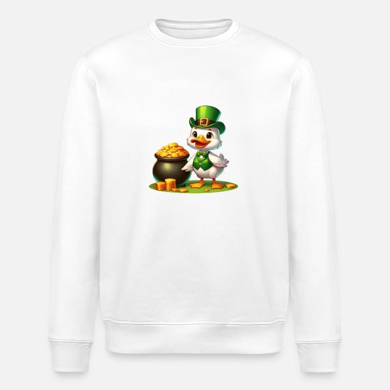 St. Patricks Day Elefant Grün - Stanley/Stella Unisex Bio-Sweatshirt ROLLER - Weiß