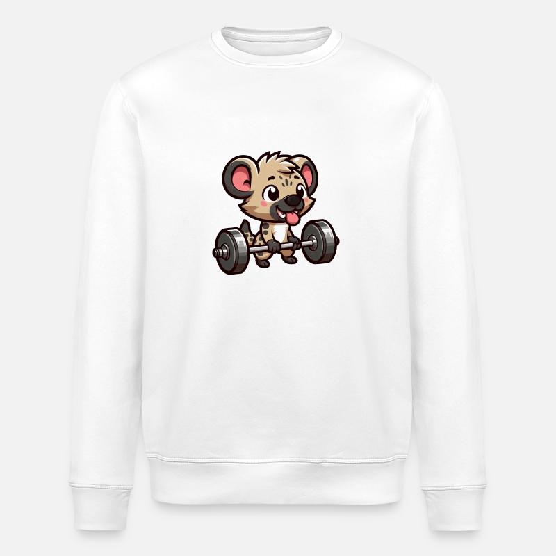 Hyäne Gewichtheber Krafttraining - Stanley/Stella Unisex Bio-Sweatshirt ROLLER - Weiß