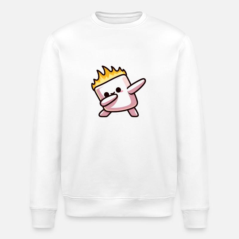 Marshmallow Fire Flame Grilling Dab - Stanley/Stella ROLLER Unisex Organic Sweatshirt - white